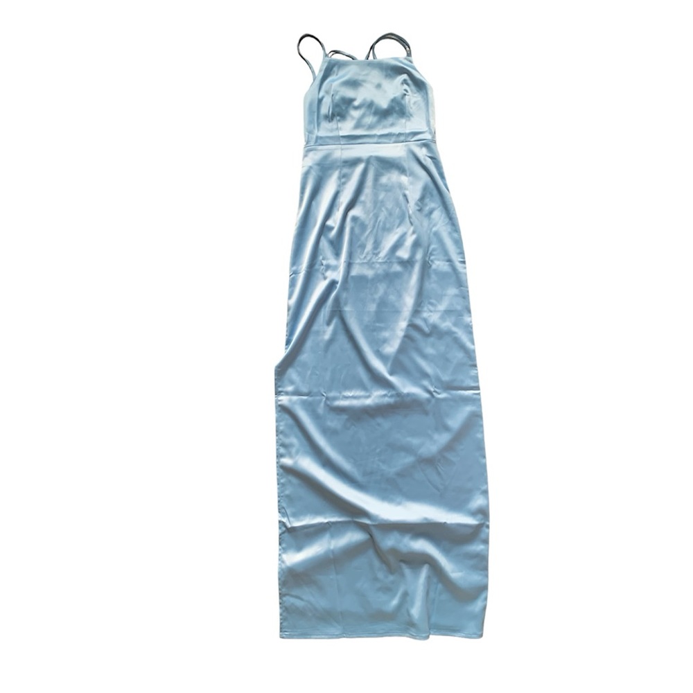 NWT Charcoal Baby Blue Spaghetti Strap One Wish Maxi Dress 6